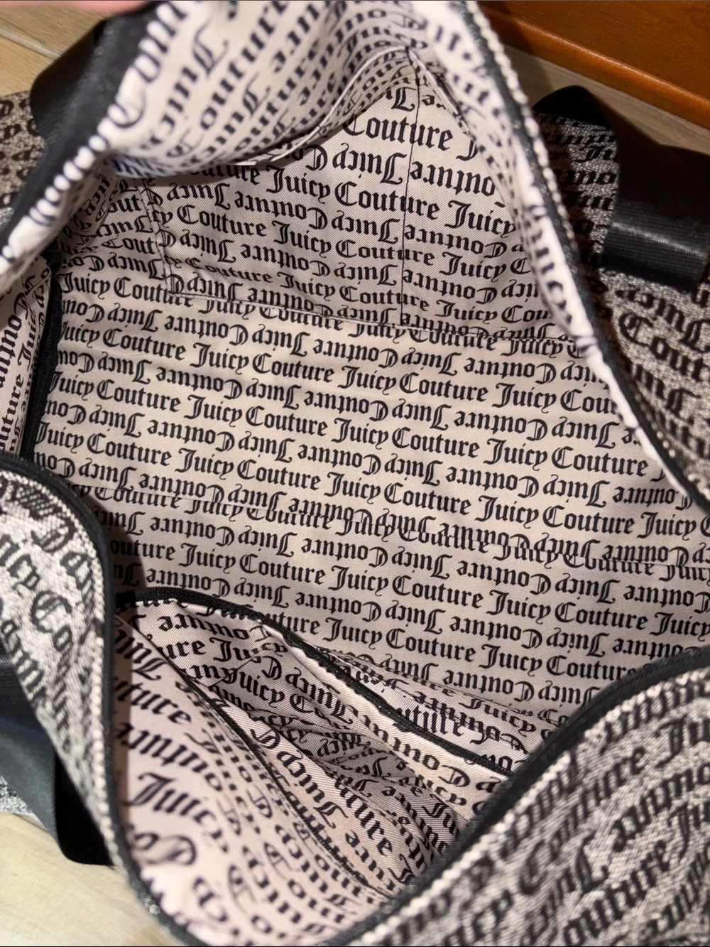 Juicy Couture Black and Gray Logo Duffel Bag